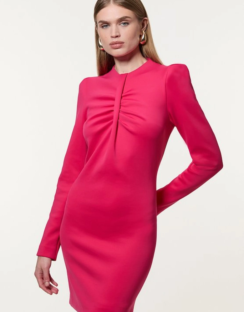 Scuba Drama Twist Detail Woven Mini Dress