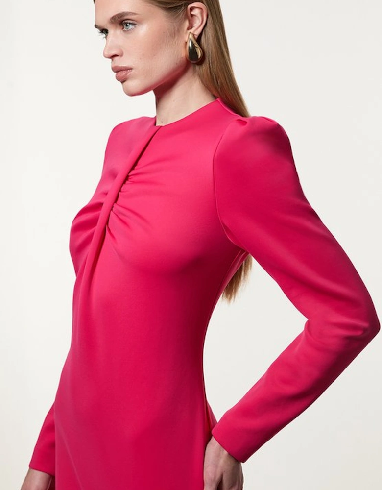 Scuba Drama Twist Detail Woven Mini Dress