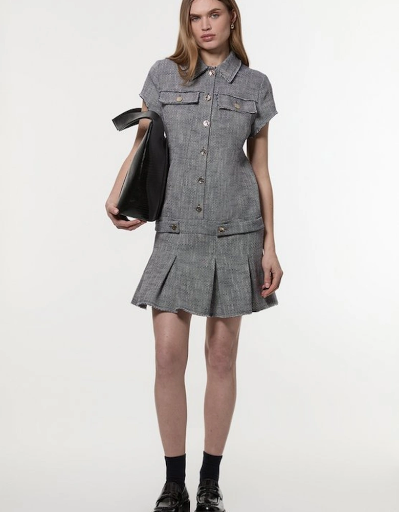 Spring Tweed Tailored Mini Dress