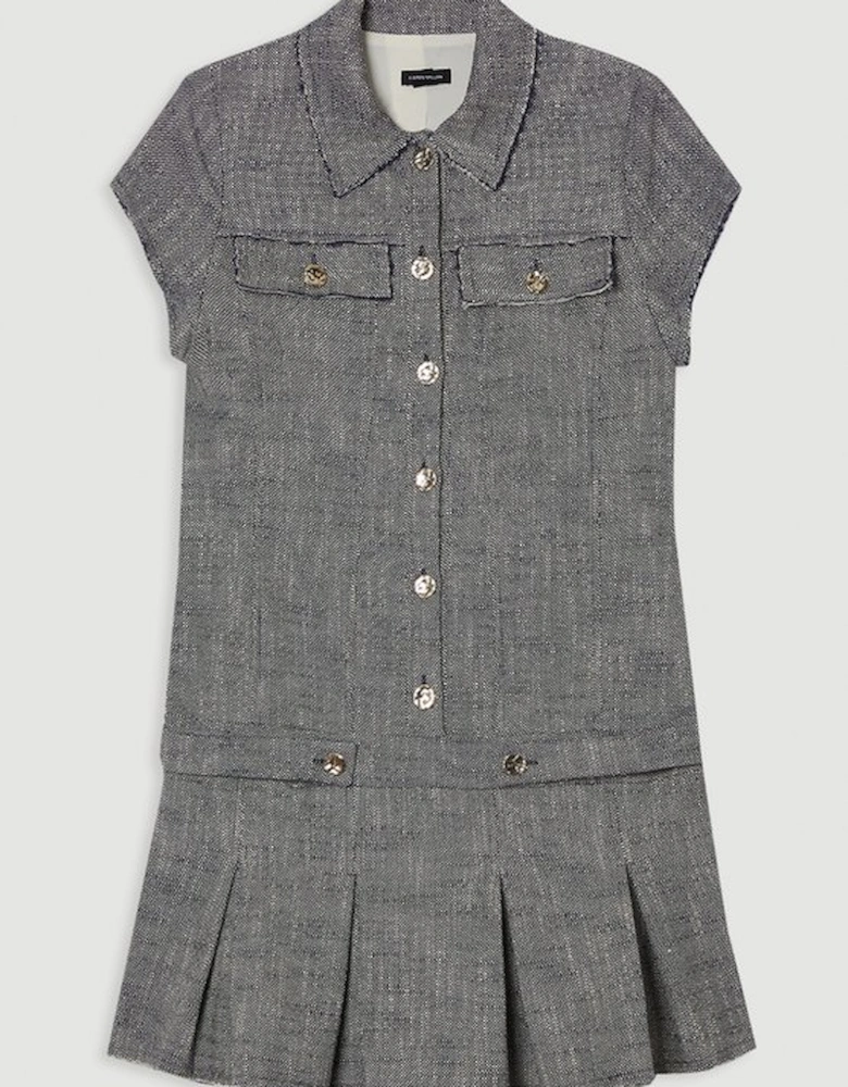 Spring Tweed Tailored Mini Dress