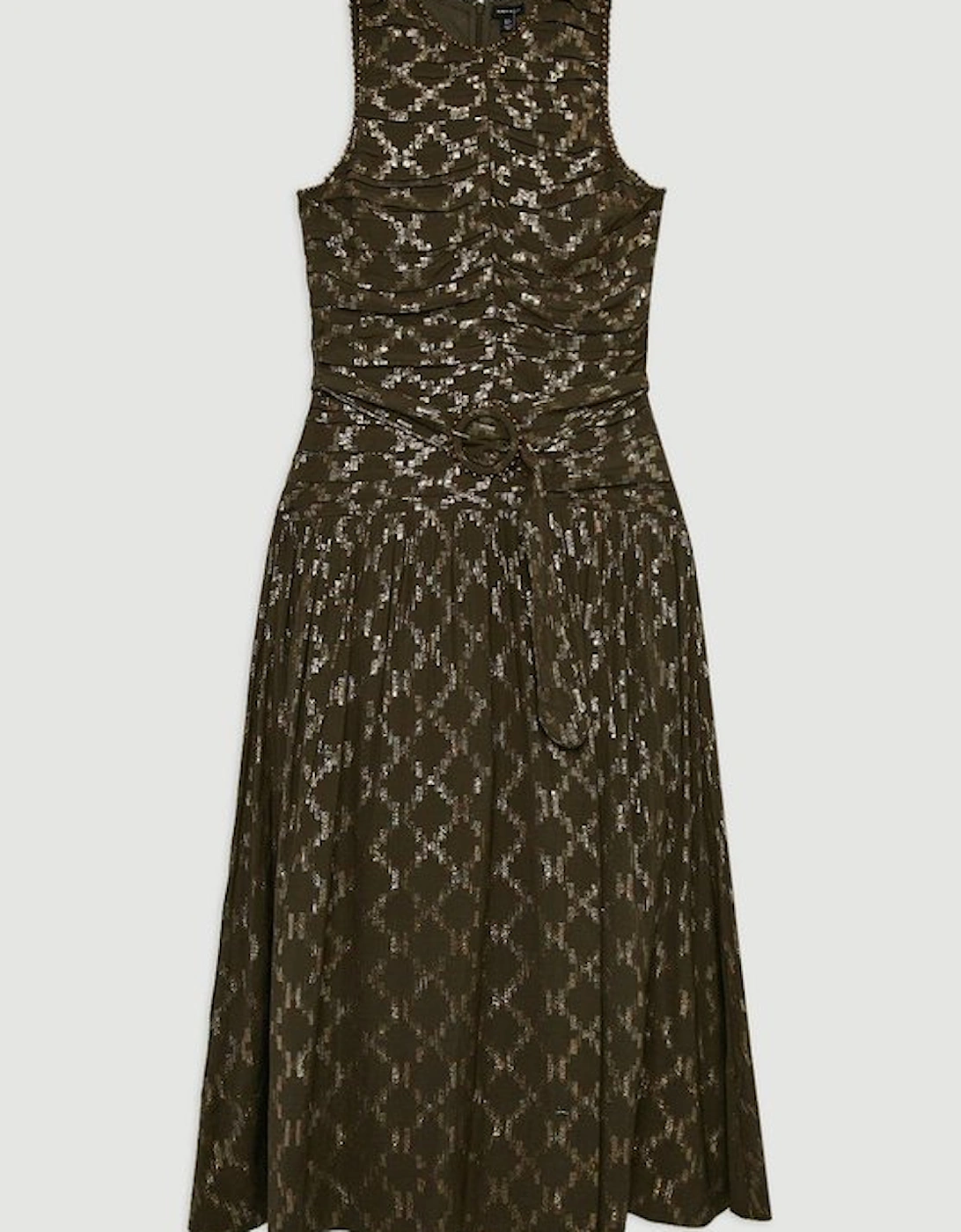Petite Metallic Viscose Georgette Beaded Woven Maxi Dress
