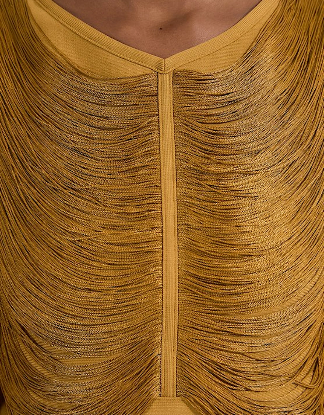 Draped Fringe Knitted Top
