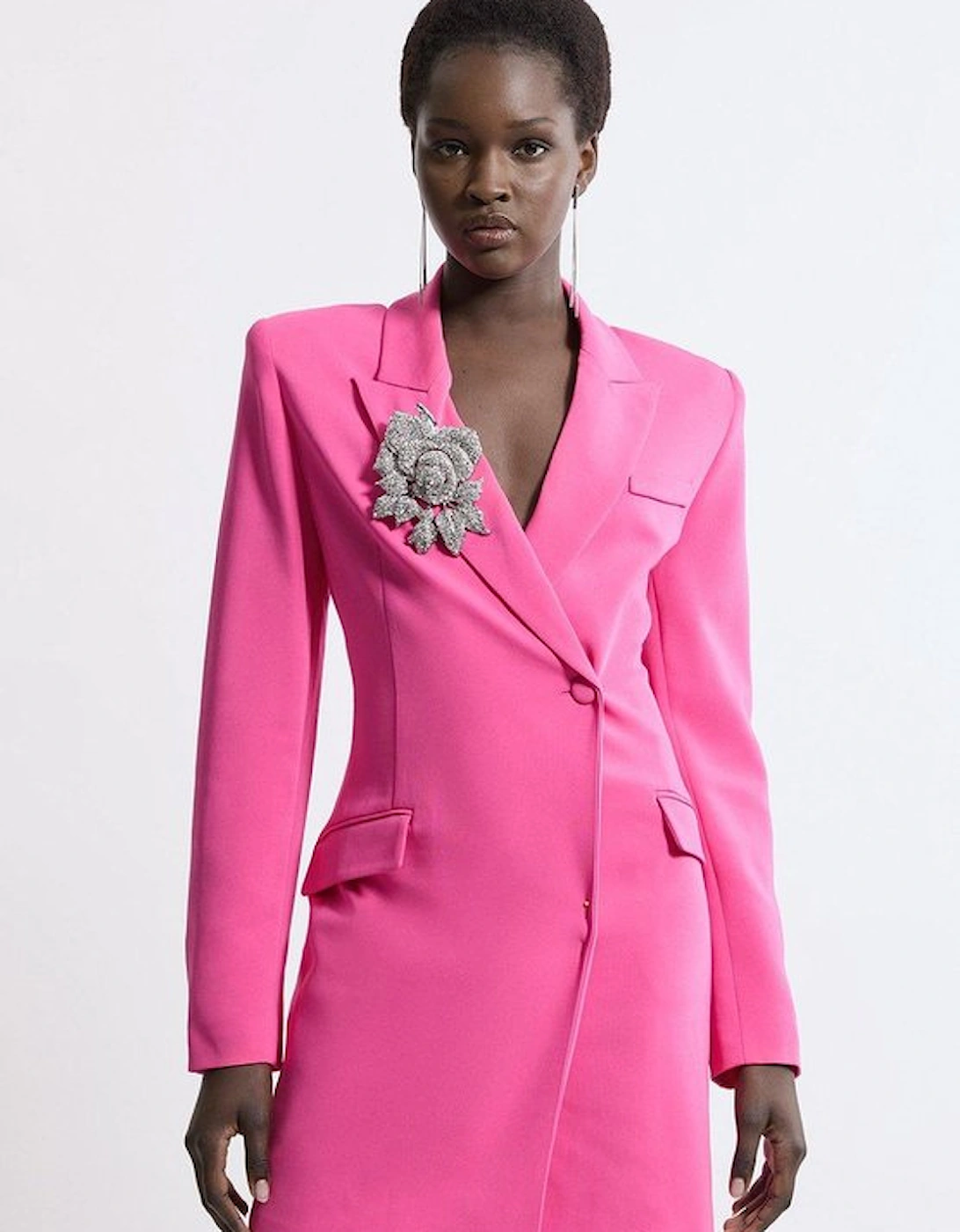 Tailored Viscose Crystal Embellished Blazer Mini Dress, 5 of 4