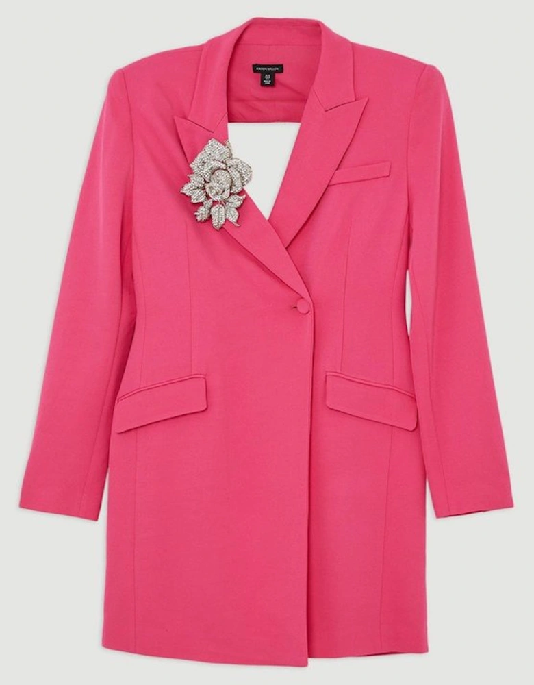 Tailored Viscose Crystal Embellished Blazer Mini Dress