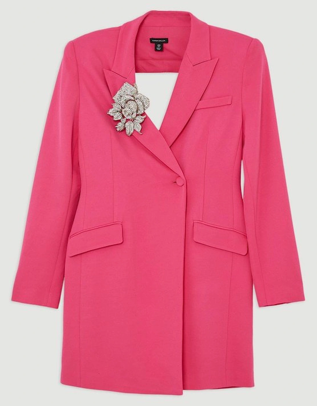 Tailored Viscose Crystal Embellished Blazer Mini Dress