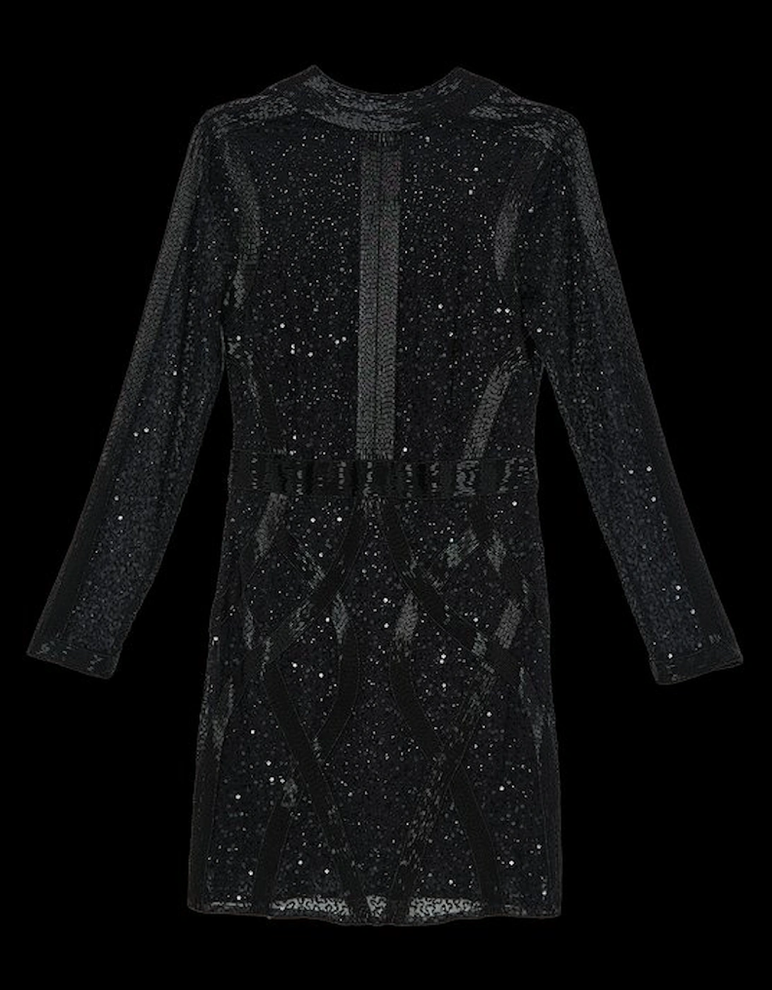 Embellished Beaded High Neck Woven Mini Dress