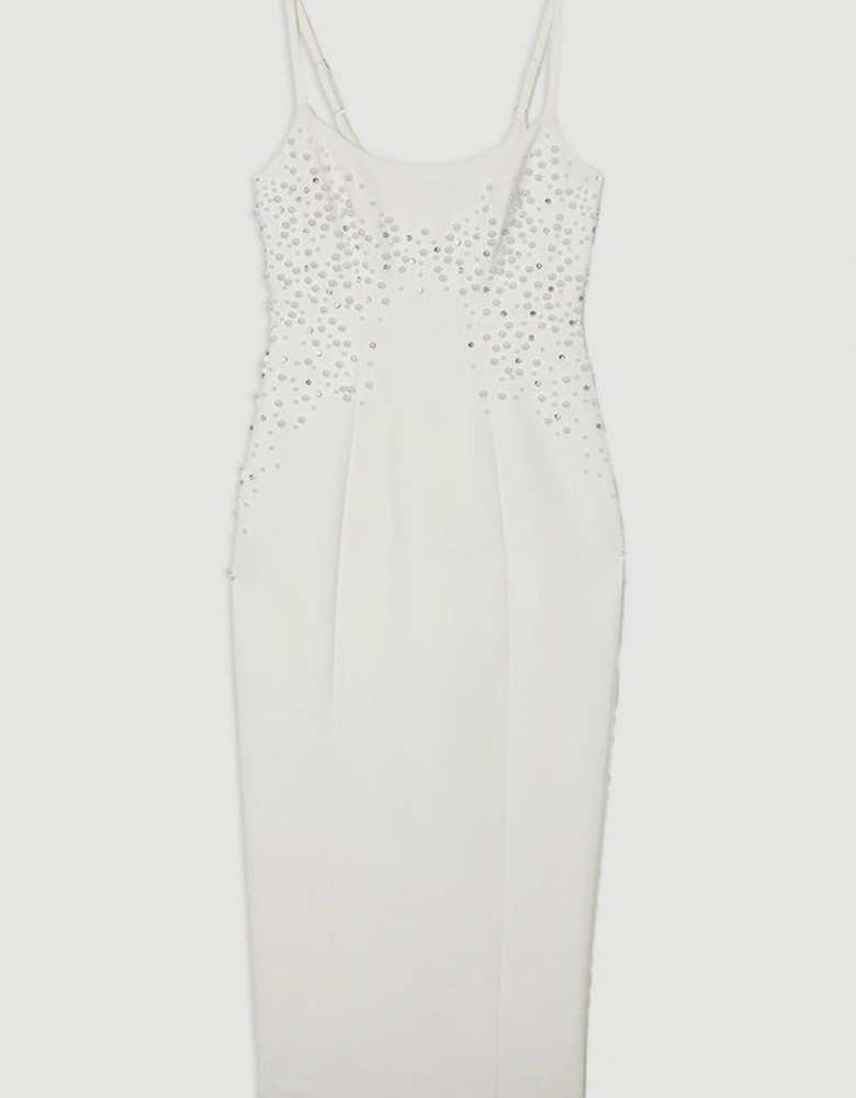 Petite Pearl And Diamante Embellished Tailored Pencil Dress