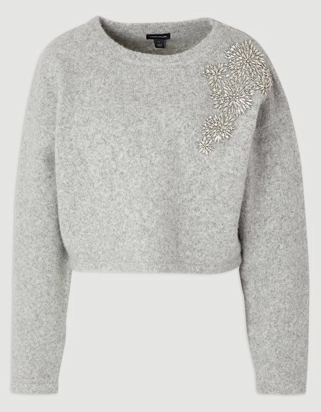 Wool Blend Embellished Cosy Crew Neck Knit Jumper