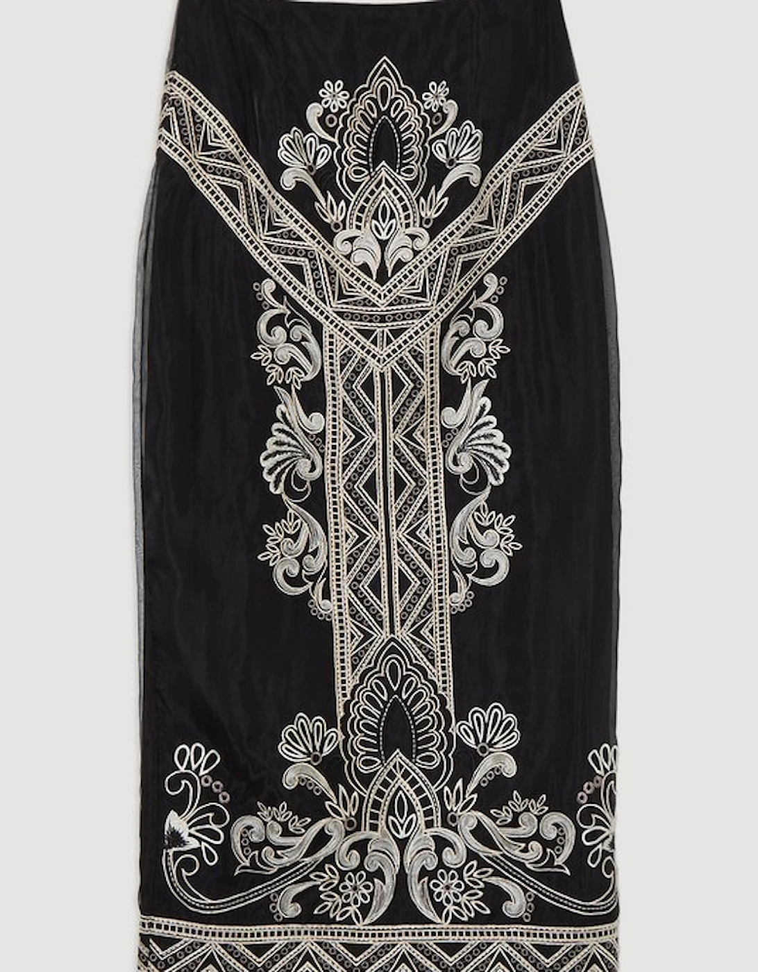 Embroidered Organdie Woven Midi Skirt
