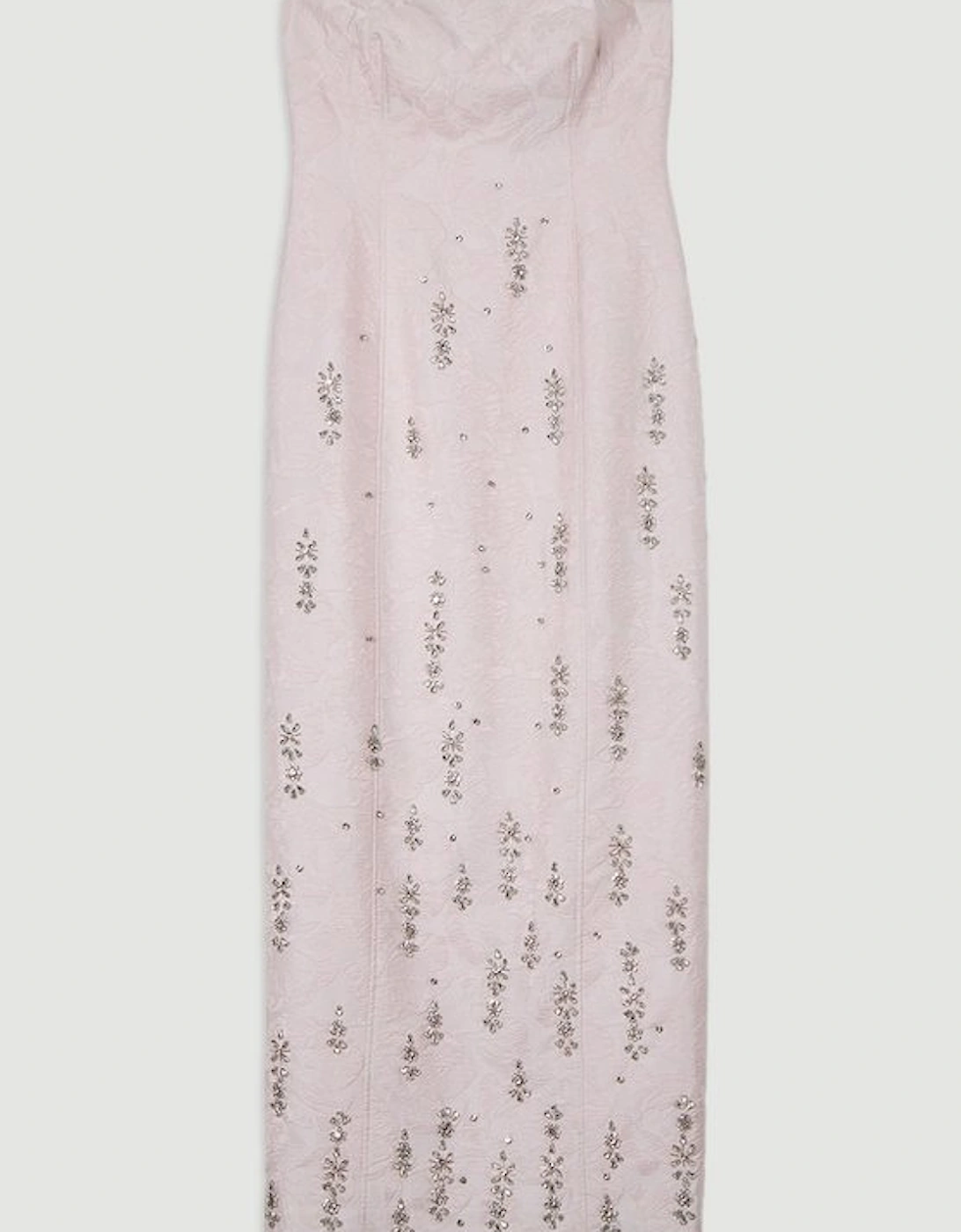 Texture Jacquard Crystal Embellished Strapless Mini Dress