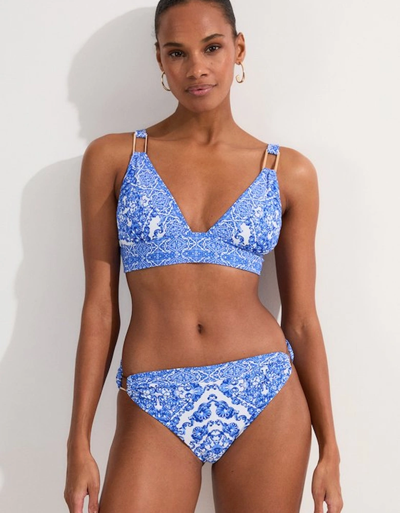 Blue Scarf Print Bikini Bottom