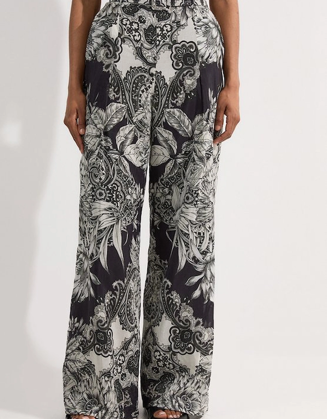 Tall Tile Silk Cotton Woven High Waisted Trouser