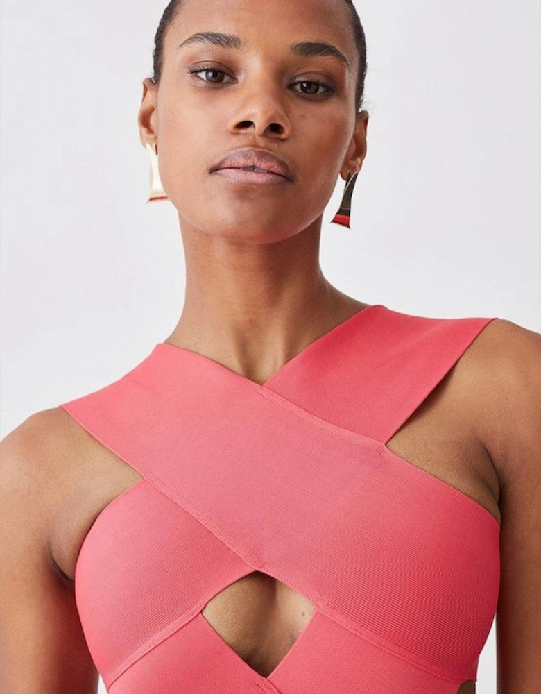 Bandage Textured Cross Front Swimsuit