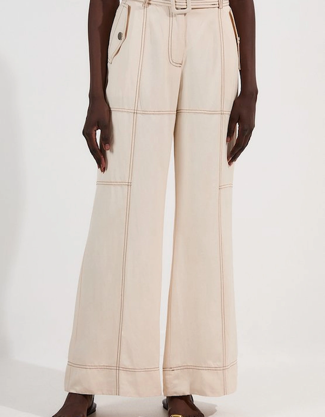Premium Linen Twill Topstitch Woven Trouser