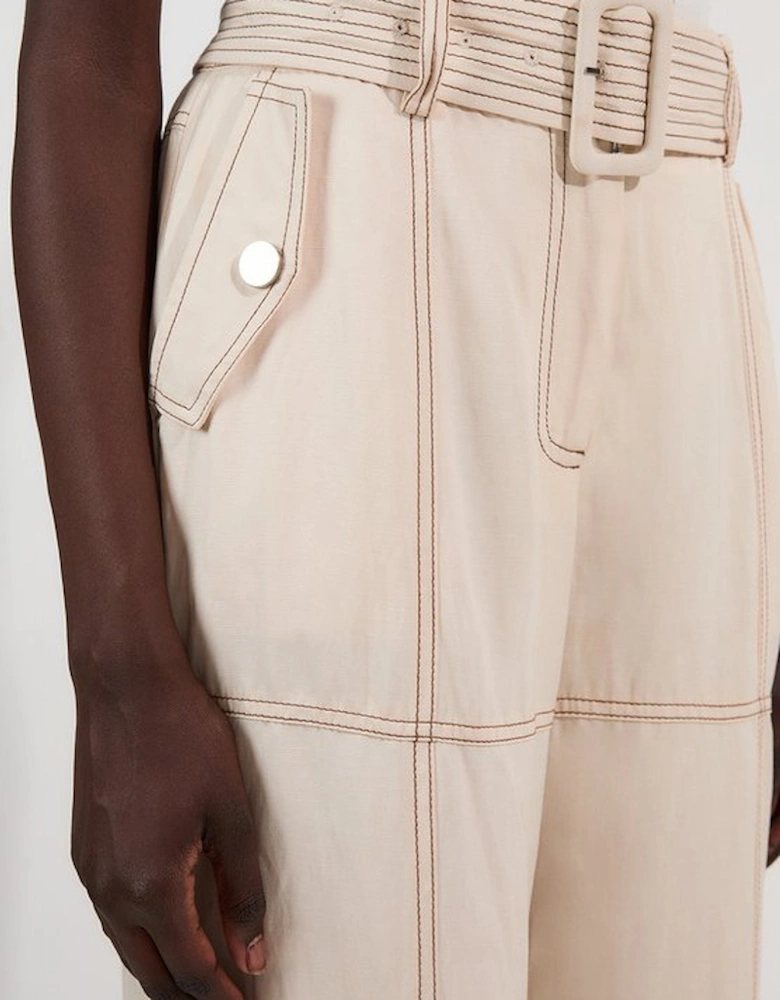 Premium Linen Twill Topstitch Woven Trouser