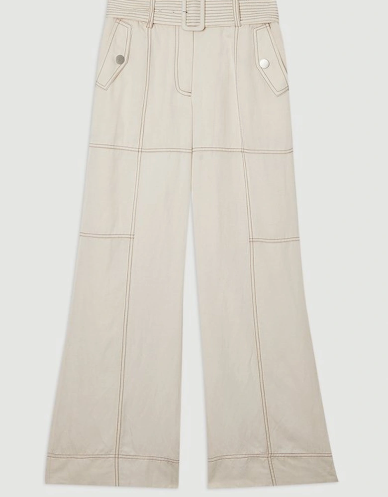 Premium Linen Twill Topstitch Woven Trouser