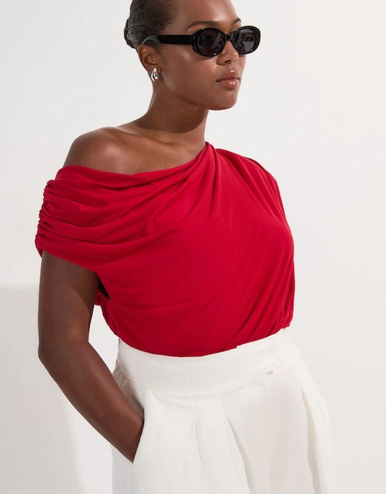 Plus Size Jersey Crepe Asymmetric Bodysuit