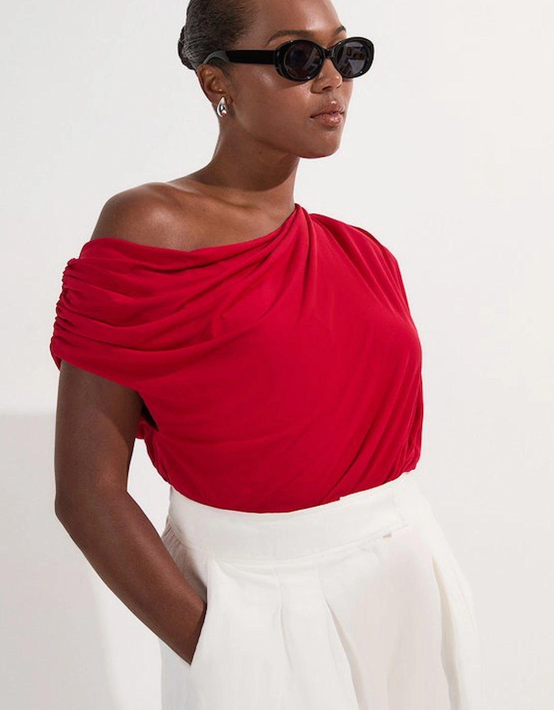 Plus Size Jersey Crepe Asymmetric Bodysuit, 5 of 4