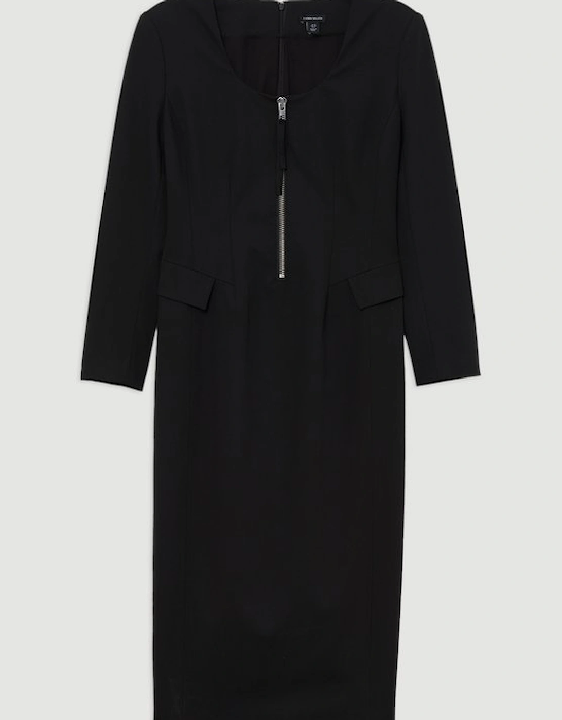 Tailored Viscose Zip Through Multi Stitch Midi Dress