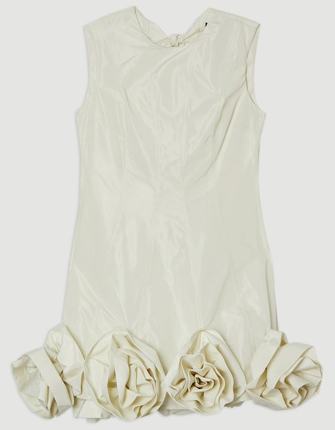 Drama Taffeta Rosette Woven Mini Dress With Bow Detail