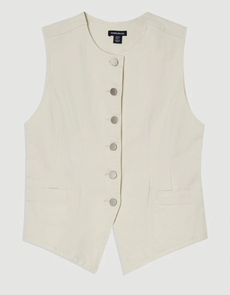 Denim High Neck Waistcoat