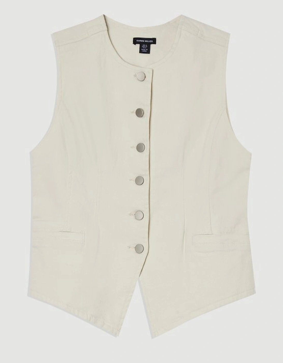 Denim High Neck Waistcoat