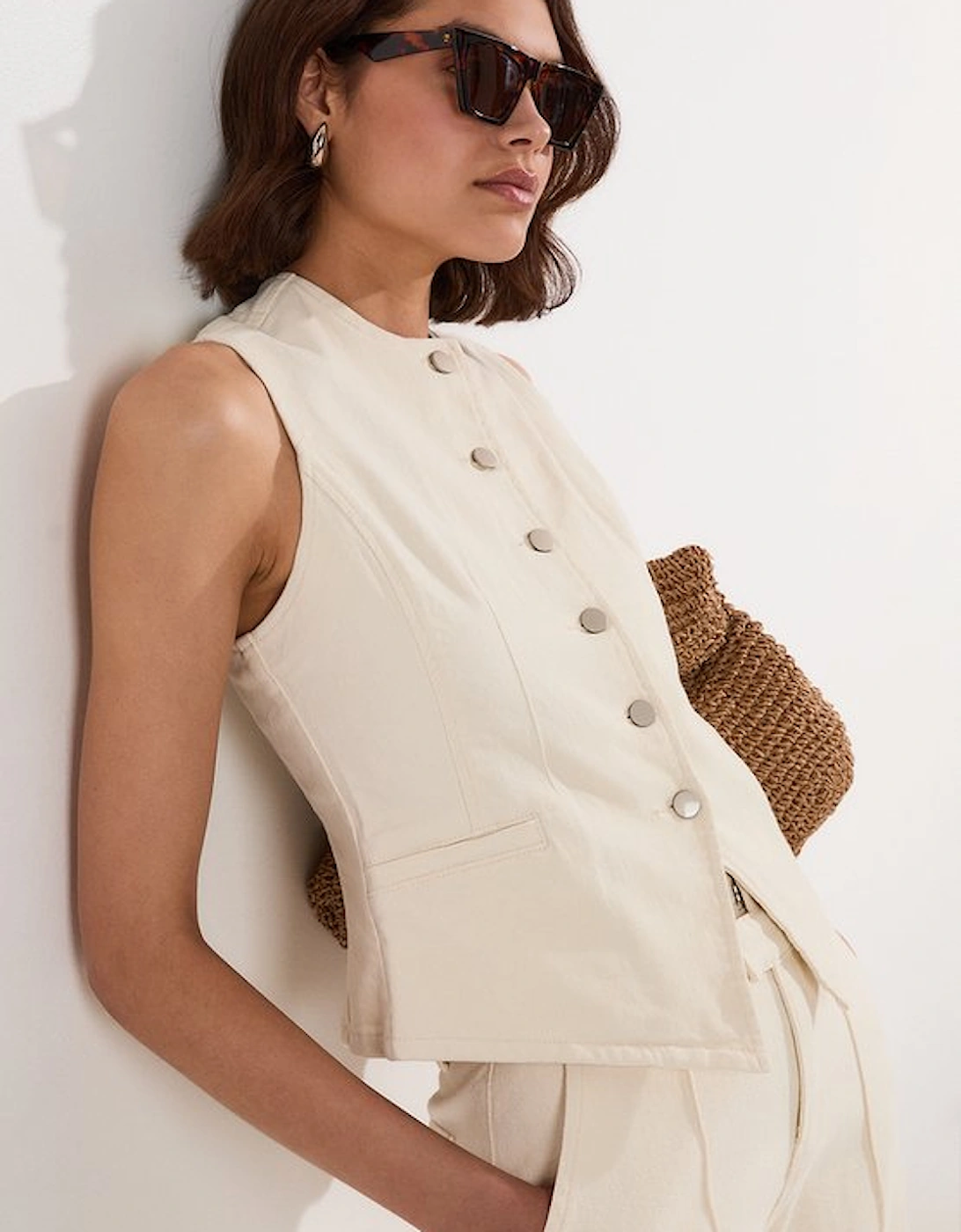 Denim High Neck Waistcoat, 5 of 4