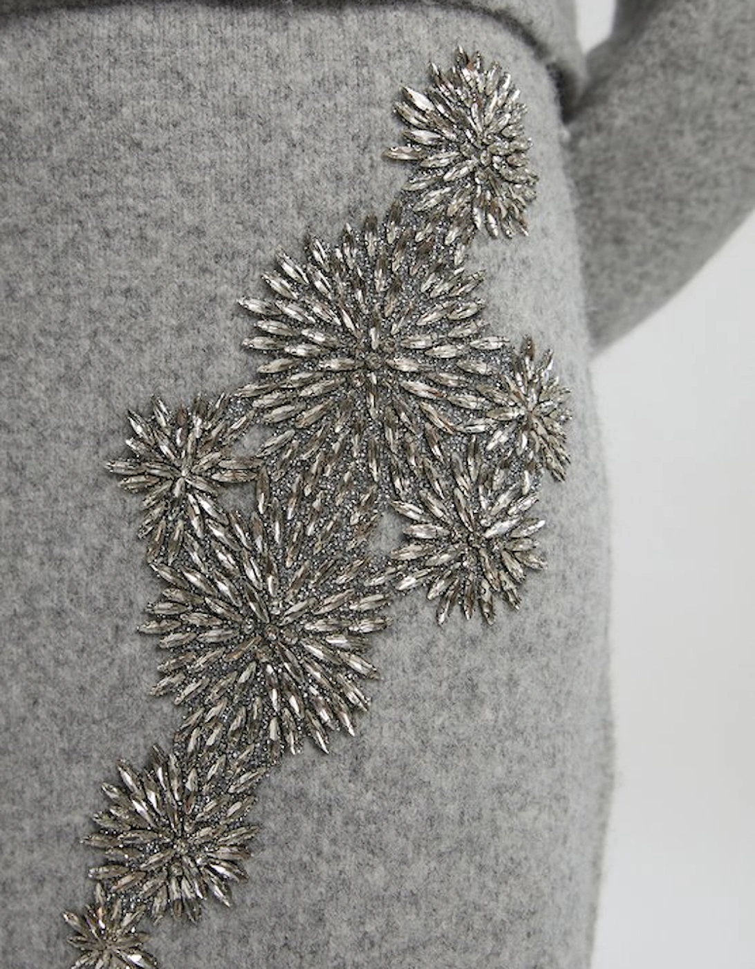 Wool Blend Embellished Cosy Pencil Midi Skirt