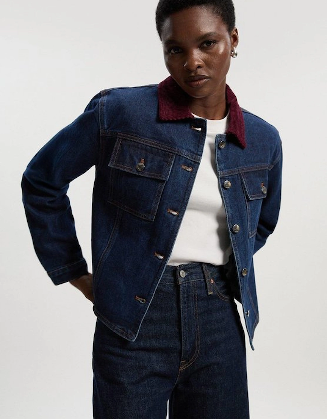 Denim and Cord Mix Jacket