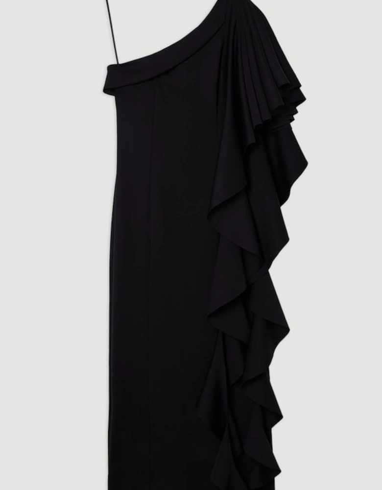 Scuba Drama Ruffle Woven Midi Dress