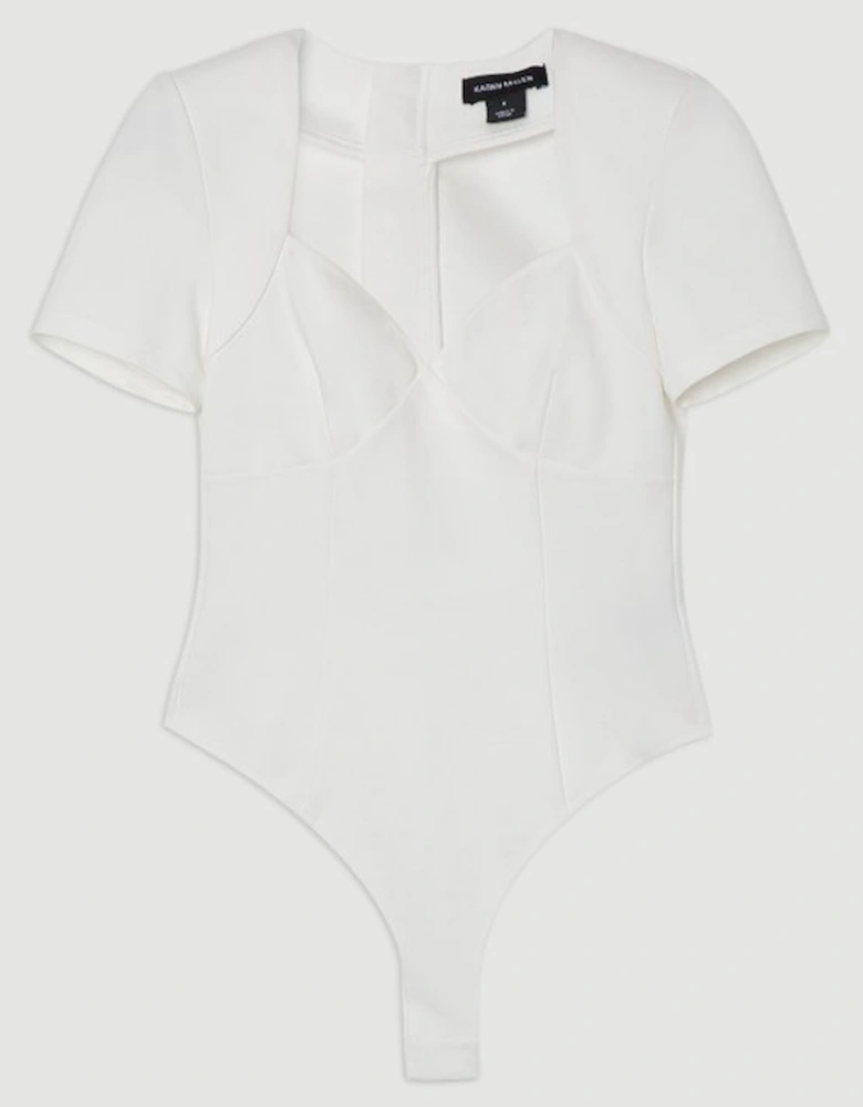 Ponte Short Sleeve Sweetheart Neckline Bodysuit