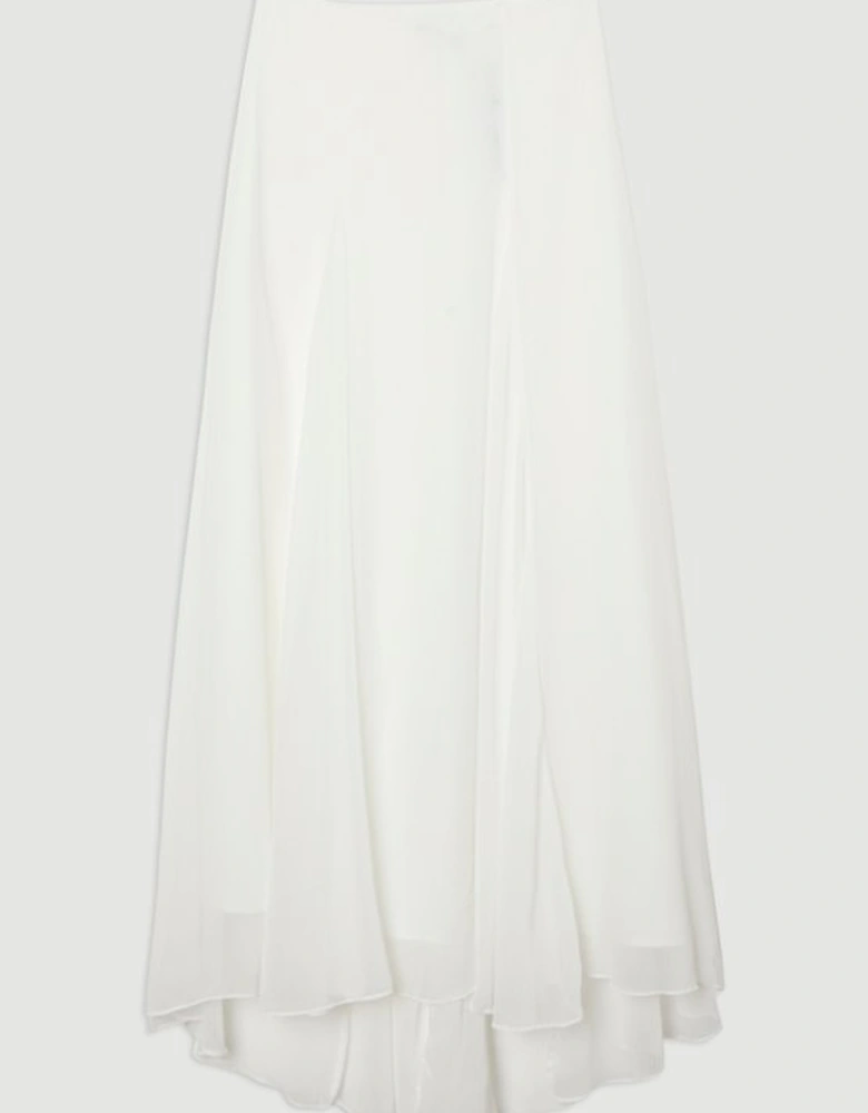 Crinkle Georgette Godet Woven Maxi Skirt
