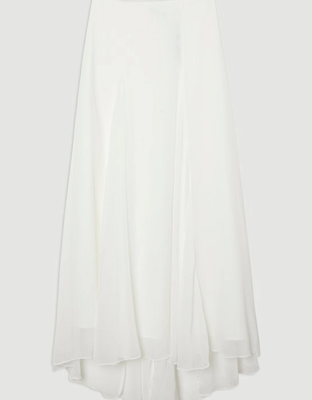 Crinkle Georgette Godet Woven Maxi Skirt