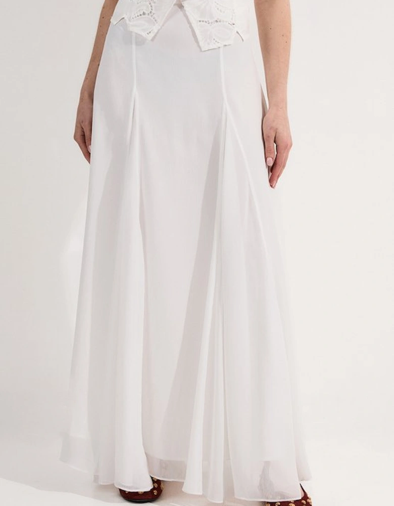 Crinkle Georgette Godet Woven Maxi Skirt
