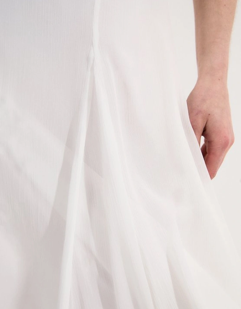 Crinkle Georgette Godet Woven Maxi Skirt
