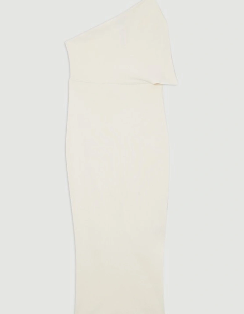 Compact Rib Stitch Knitted One Shoulder Dress