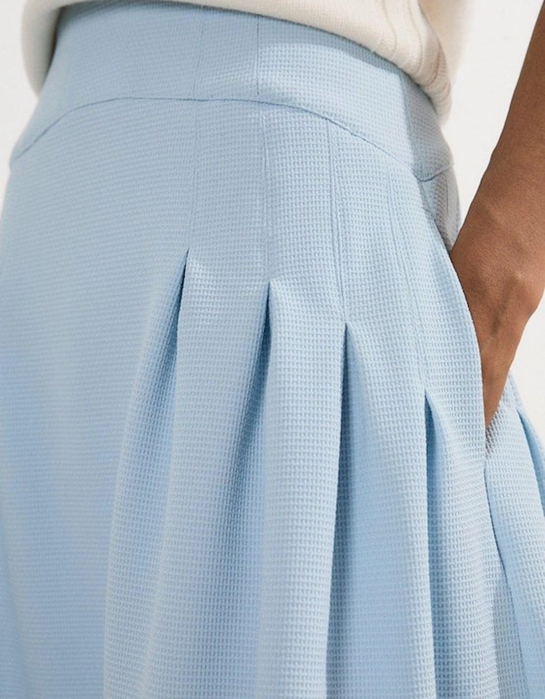 Tailored Textured Full Midi Skirt