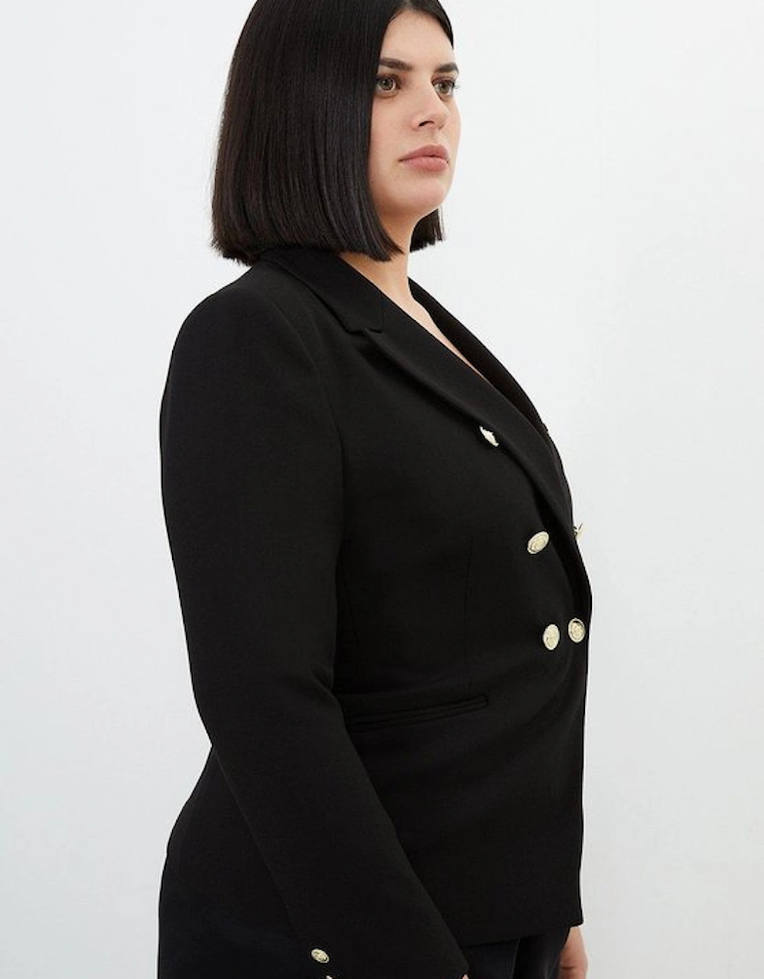 Plus Size Tailored Button Military Blazer