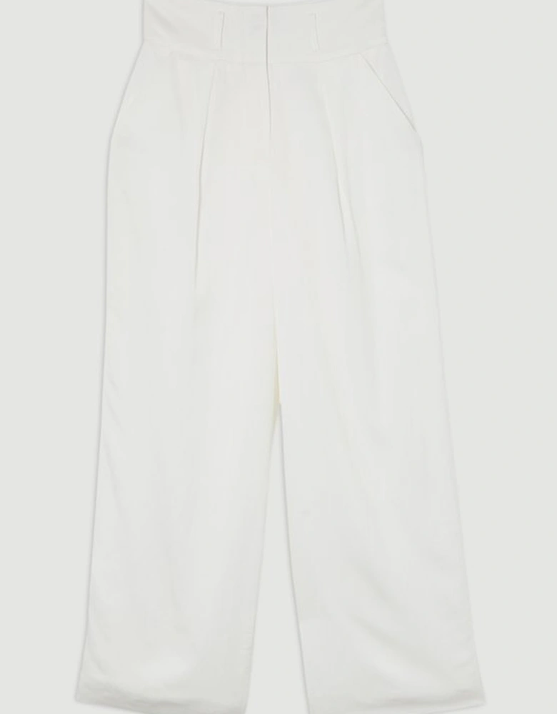 Tailored Viscose Linen Wide Leg Trouser