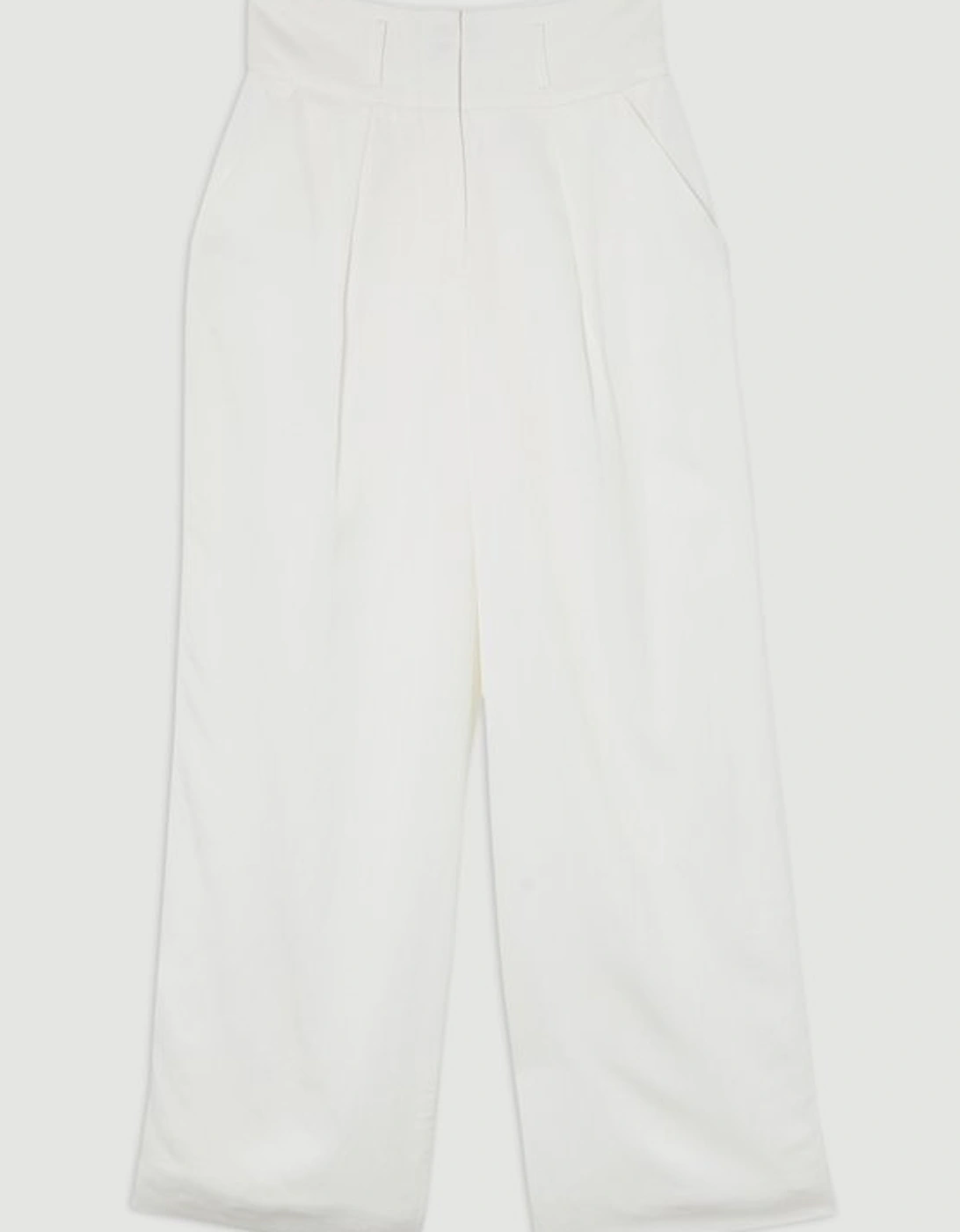 Tailored Viscose Linen Wide Leg Trouser