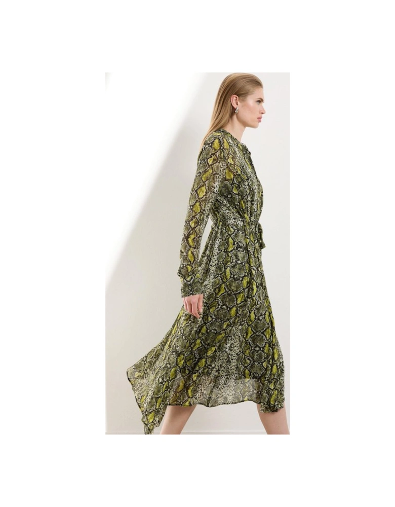 Petite Snake Print Viscose Georgette Woven Midi Dress