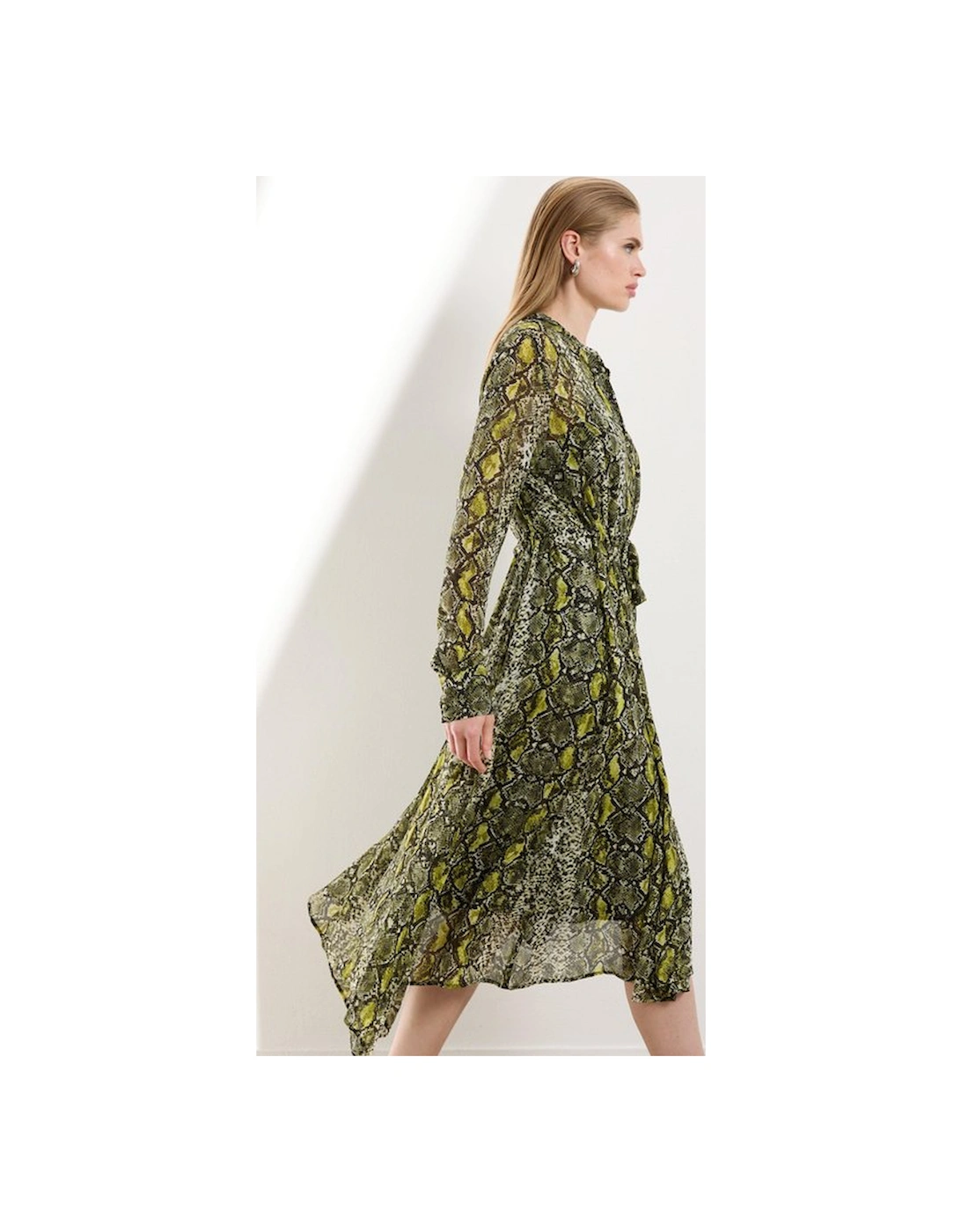 Petite Snake Print Viscose Georgette Woven Midi Dress, 4 of 3