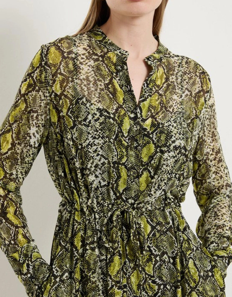 Petite Snake Print Viscose Georgette Woven Midi Dress
