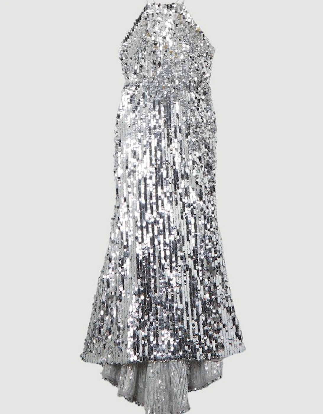 Petite Sequin Fishtail Halterneck Maxi