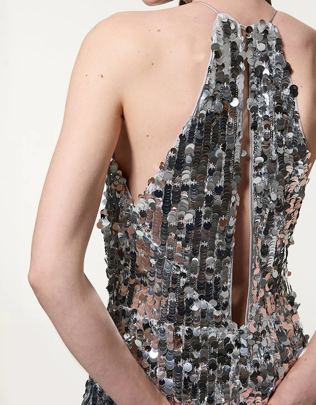 Petite Sequin Fishtail Halterneck Maxi