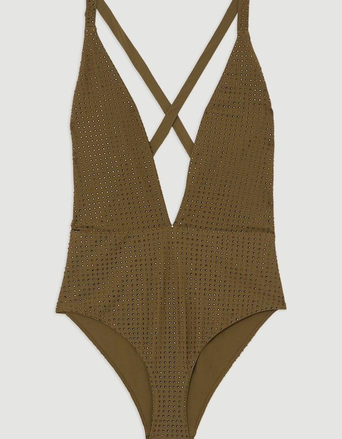 Embellished Plunge Swimsuit