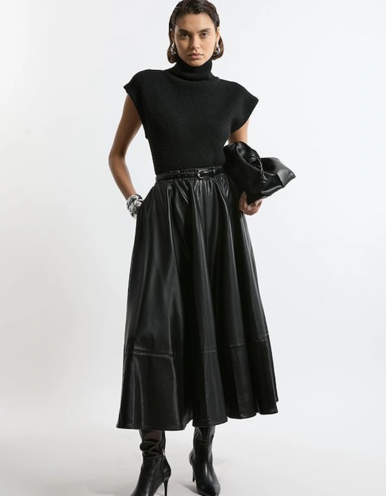 Faux Leather Full Maxi Skirt