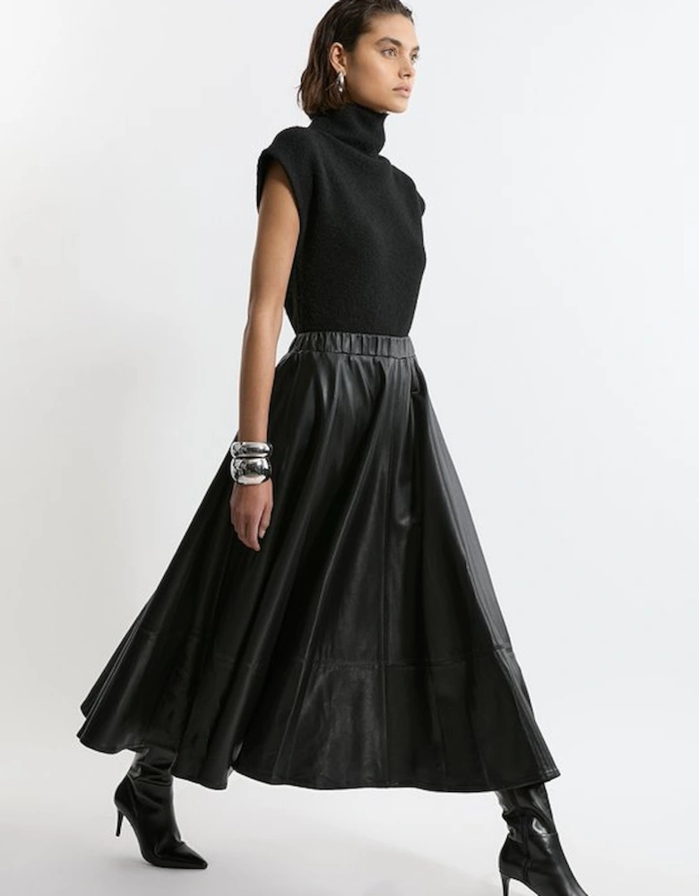 Faux Leather Full Maxi Skirt