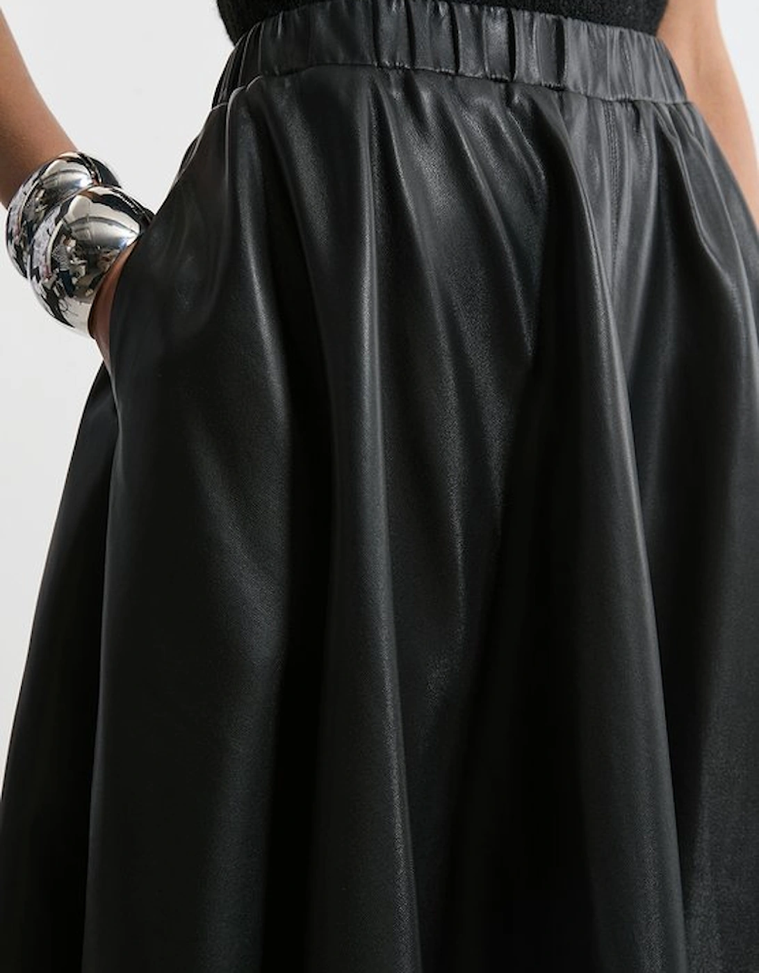 Faux Leather Full Maxi Skirt