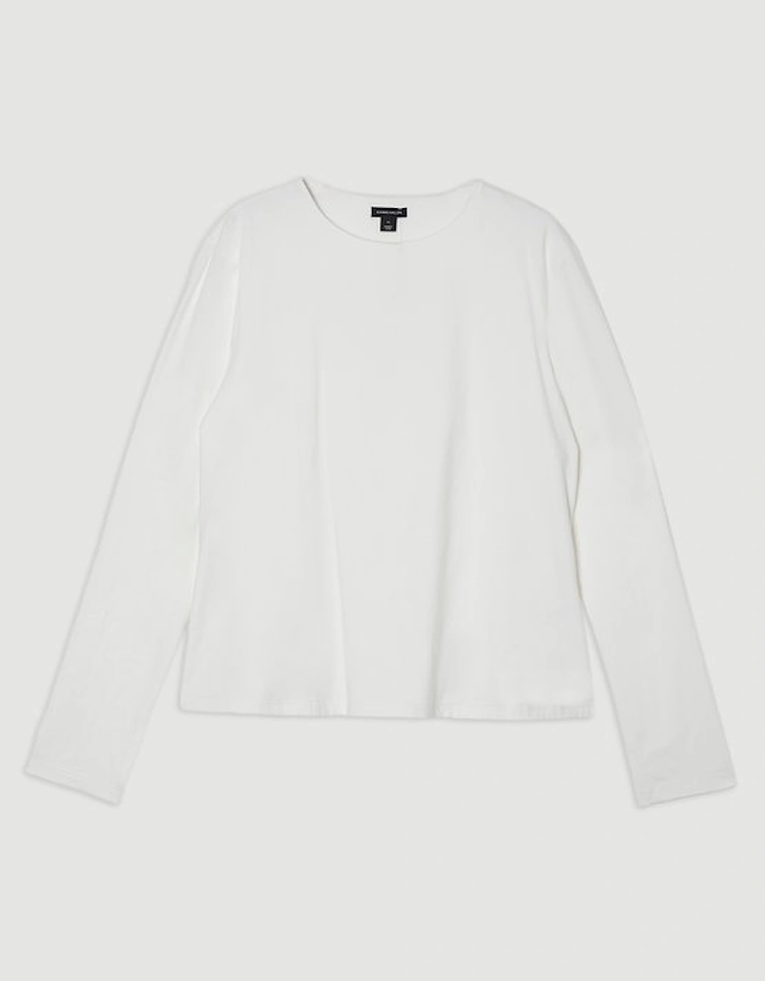 Plus Size Stretch Cotton Crew Neck Long Sleeve Top